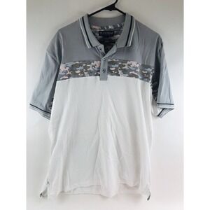Blue Gear Polo Shirt Men's Size XXL Gray White Camouflage Straipe Camo Cotton